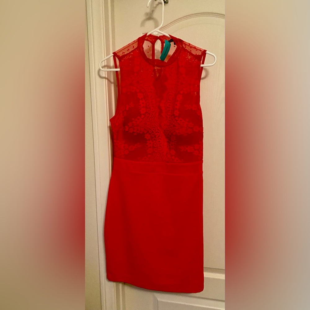 NWT sleeveless Red lace Mini Dress